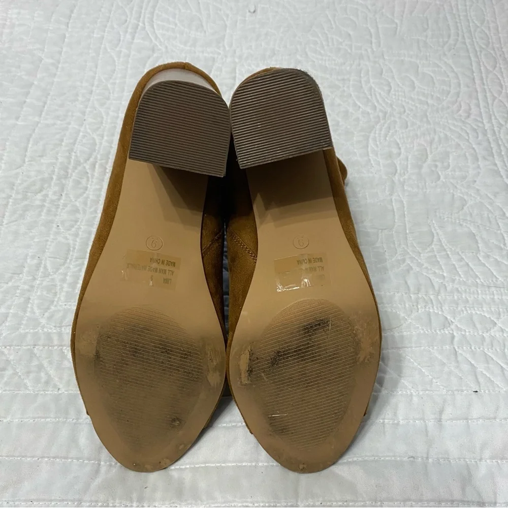 Charlotte Russe Tan Suede Peep-Toe Booties light Brown Size 9